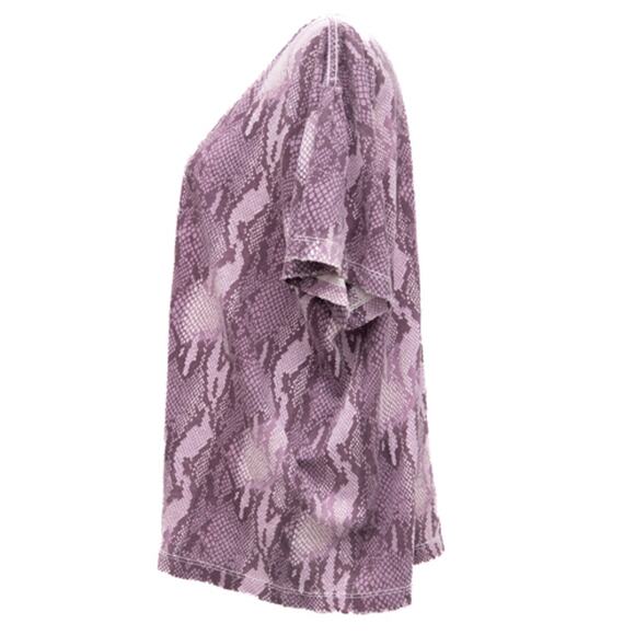 Current/Elliott Pink Python Print Short Sleeve Crew Neck T-Shirt Size Small - Picture 2 of 8